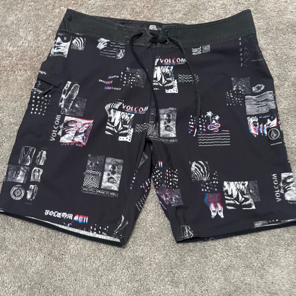 Volcom Black and White Graphic Hybrid Shorts